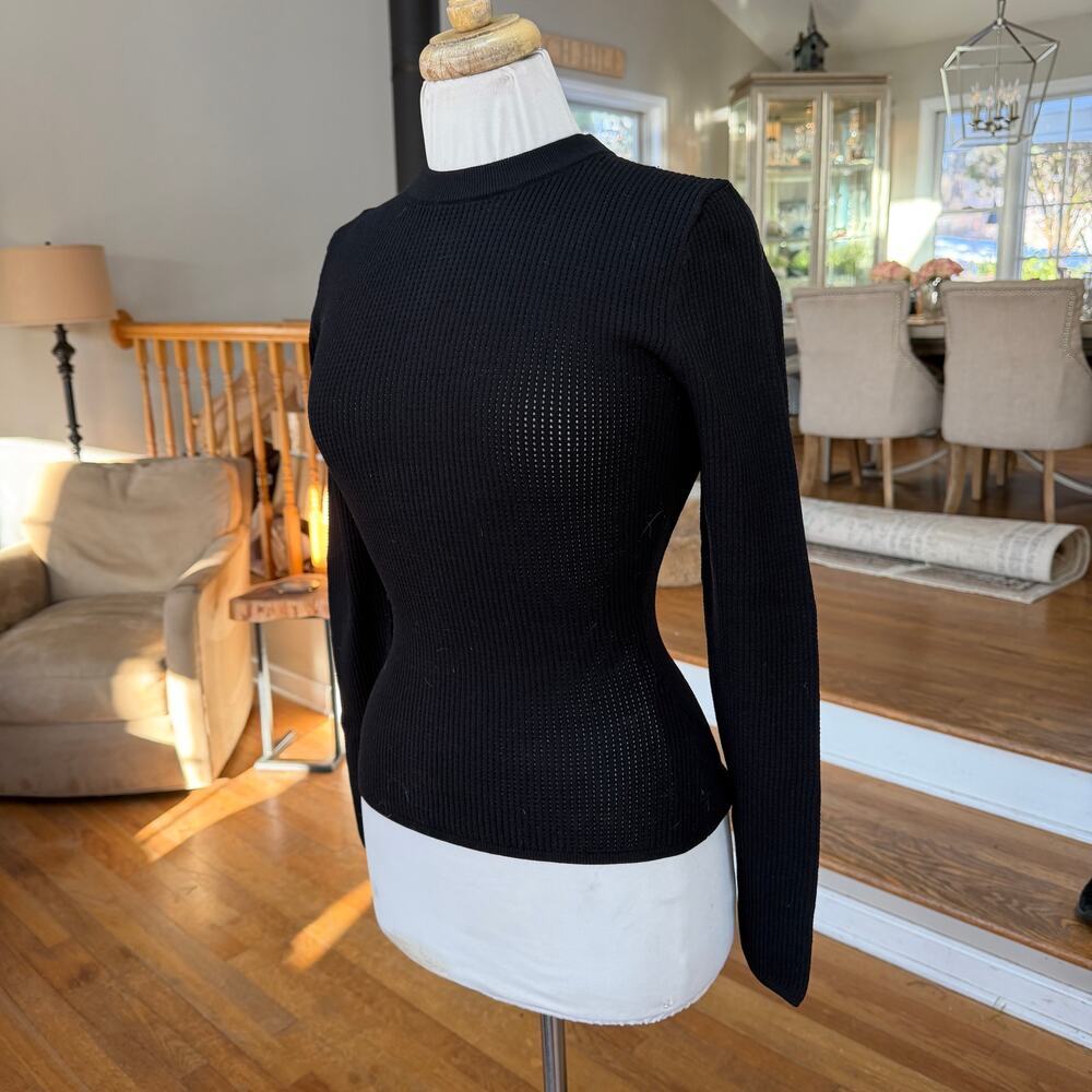 Babaton Waldorf Sculpt Knit Black Long-Sleeve Crewneck Top Shirt NWT Size Small - Picture 13 of 16